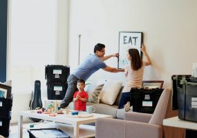 a family declutter things for moving